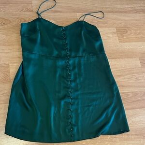 Urban Outfitters Deep Green Satin Mini Dress